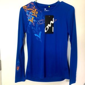 NWT OW One Way Biking Cycling Long Sleeve Electric Blue small workout top